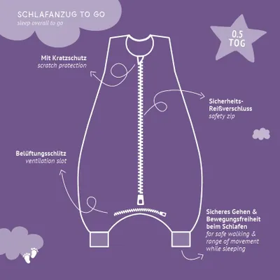 Produktbild von Träumeland Schlafanzug light TO GO Baumwolle, Design HopHop Bunny beige, Größe 74