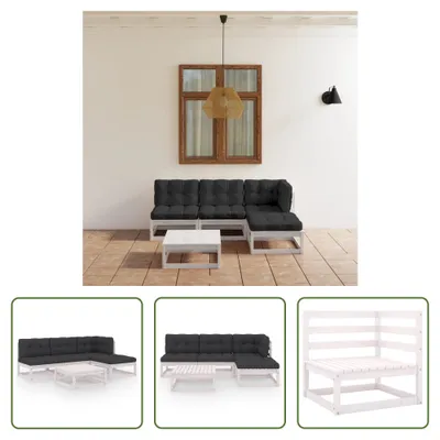 Produktbild von The Living Store 5-tlg. Garten-Lounge-Set mit Kissen Kiefer Massivholz