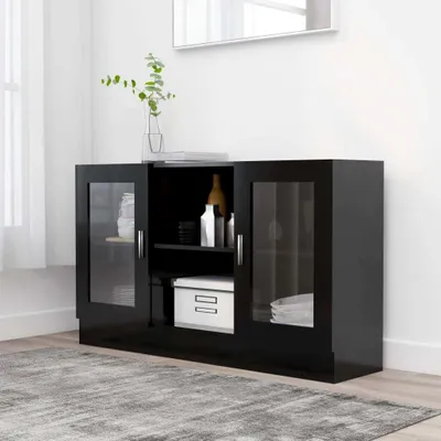 Zdjęcie produktu dla vidaXL Gablota czarna 120x30,5x70 cm materiał drewnopochodny