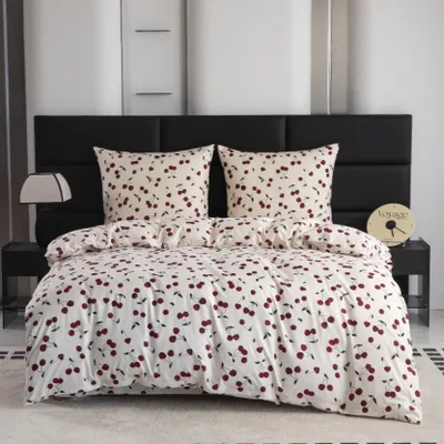 Produktbild von Bettwäsche - 200x200 cm - Bettbezug und Kissenbezügen Set - Kirschen - Mikrofaser Baumwolle - 2 Kissenbezüge 70x80 cm