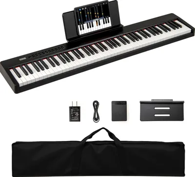 Zdjęcie produktu dla COSTWAY Keyboard Piano 88 klawiszy, pianino cyfrowe z MIDI, pedałem sustain, statywem i torbą, przenośne pianino elektryczne, czarne