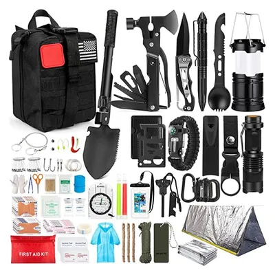 Produktbild von Gentleman’s Selection Notfallkit 200-teilig – Survival Ausrüstung für Outdoor, Camping, Auto & Erste Hilfe, mit Werkzeugen & Rettungsdecke im robusten