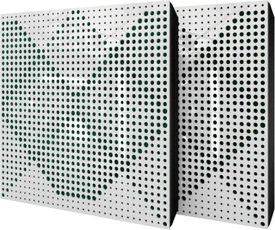 Produktbild von 4er-Set Akustikpaneele WILDS Samt 50x50x5 cm, Weißer Kunststoff/Grün