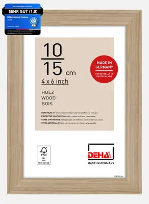Produktbild von DEHA Design Holz Portraitrahmen, Bilderrahmen Fontana, 10x15 cm, Eiche