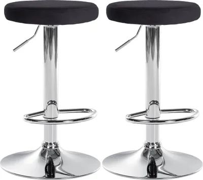 Produktbild von 2er Set Barhocker HLO-CP291 Samt chrom  schwarz