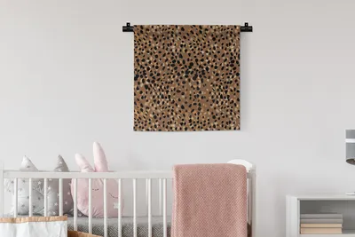 Produktbild von MuchoWow® Wandteppich Wandbehang Leopard - Tiermuster - Gold 60x60 cm Tapisserie Dekoration Wandtuch - Dekorationen - Wand Decke
