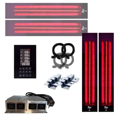 Immagine prodotto di Set radiatori a infrarossi InfraROTmed MAX 2x500W + 2x 1300W + comando per sauna + cabina a infrarossi, radiatori posteriori + radiatori a soffitto, radiatori a spettro completo