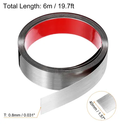 Produktbild von 6m x 40mm Zierleisten Selbstklebend, Wandleisten zum Aufkleben und Anbringen von Rahmen, Edelstahlleiste mit gebš¹rstetem Finish fš¹r Wand, Decke, Schrank, Fliesenkante, Silber