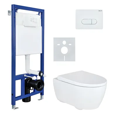 Produktbild von Geberit iCon WC Set spülrandlos Wand-WC mit Belvit Vorwandelement Duroplast Sitz Betätigungsplatte QuickRelease EasyMount Schallschutz WC Komplettset