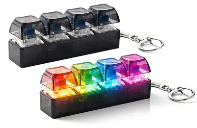 Produktbild von RGB Fidget Tastatur Schlüsselanhänger 2er Set – 4-Tasten Spielzeug mit LED | Stressabbau für Frauen Männer