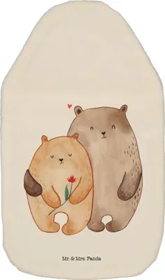 Produktbild von Mr. & Mrs. Panda Wärmflasche Bären Liebe - Weiß - Geschenk, Freundin, Hochzeitstag, Verknallt, Kuscheln, mit Bezug, Blume, gummi, Wärmflaschen, Wärmekissen, Bär