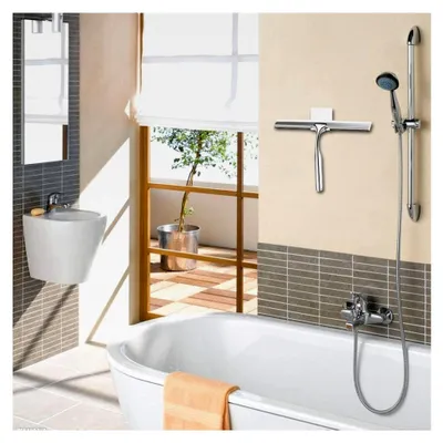 Produktbild von Duschabzieher Edelstahl - 25 cm breit - ohne Bohren Silikon Abzieher für Dusche und Badezimmer