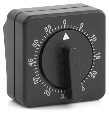 Küchentimer 60 Min. mechanisch, schwarz, quadratisch, ohne Batterien