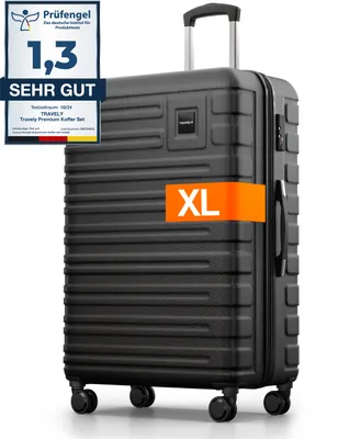 Produktbild von Travely Polycarbonat Koffer Groß 77cm XL - 100L Innenvolumen - 158cm Gurtmaß, sehr robuster Hartschalen Koffer mit sanften Rollen & TSA Schloss, Reisekoffer, Koffer & Trolleys, Reisekoffer mit Rollen