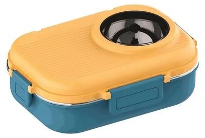 Produktbild von Isolierbox für Bento-Mittagessen, 1100 ml - Zweischichtig - Auslaufsicher - Tragbare Lebensmittelbehälter - Edelstahl - Perfekt für Schule und Büro - Lunchbox