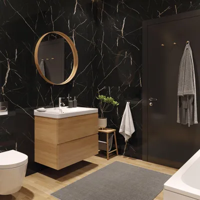 Zdjęcie produktu dla Panele ścienne Calacatta Black Marmur Czarny Złoty Połysk 120x60 6053395, 6053395