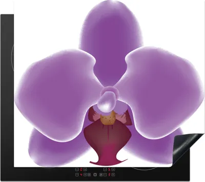 Produktbild von KitchenYeah© Herdabdeckplatte Eine Illustration einer lila Orchidee auf weißem Hintergrund , 57x51cm, Küche Deko, Glaskeramikkochfeld Herdabdeckung, Abdeckplatte fùr Kochfeld