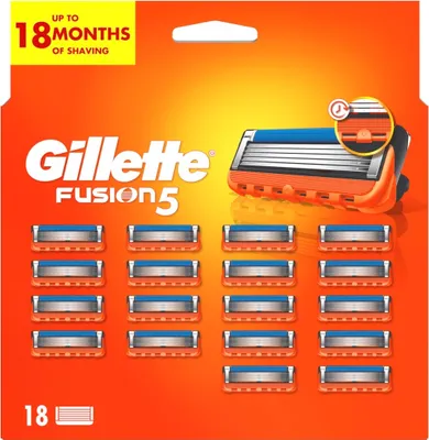 Produktbild von Gillette Fusion5 Rasierklingen, Männer, Gillette, Fusion5, Edelstahl, Orange, 18 Stück(e)