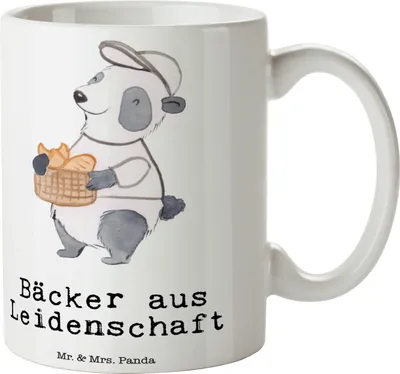 Produktbild von Mr. & Mrs. Panda Kaffeetasse Bäcker Leidenschaft - Weiß - Geschenk, Konditor, Bäckerei, Becher, Tasse, Kaffeebecher, für büro, Teetasse