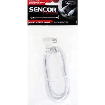 Obrázok produktu pre SENCOR SAV 169-015W Koaxiálny kábel, konektor - zásuvka 90°, dĺžka 1,5 m, biela farba