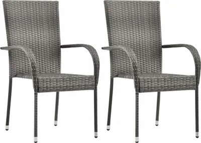 Immagine prodotto di Sedie da Esterno Impilabili 2 pz Grigie in Polyrattan