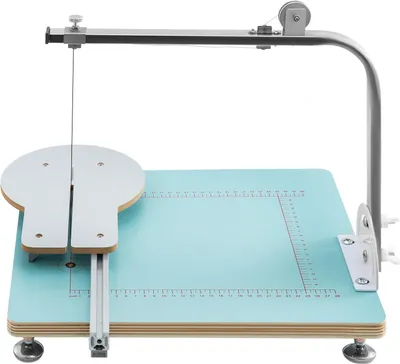 A foam cutting machine with a hot wire is shown on a white background.