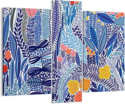 Produktbild von Bild auf Leinwand - Leinwandbild - Blumen Blätter Illustration Tropen - 95x80cm - Wand Bild - Wanddeko - Leinwanddruck - Bilder - Kunstdruck - Leinwand bilder - Wandkunst - CB95x80-2944