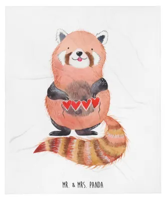Produktbild von Mr. & Mrs. Panda Decke Roter Panda - Weiß - Geschenk, Sofadecke, Bettüberwurf, Lustige Sprüche, Liebling, Kuscheldecke, Lieblingsmensch, Liebe, Bettdecke, Herz, Rot
