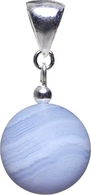 Produktbild von Anhänger aus Chalzedon Bandachat Kugel & 925er Silber glatt hell-blau Edelstein Damen