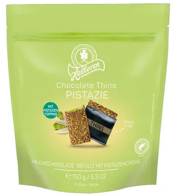 Produktbild von Halloren Chocolate Thins Pistazie 150g