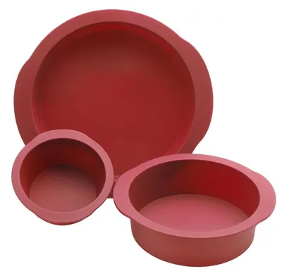 Image de Moules à gâteau ronds en silicone, lot de 3 : 10 cm, 15 cm et 20 cm. Antiadhésifs, qualité alimentaire