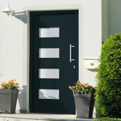 Zdjęcie produktu dla Drzwi wejściowe Living Store aluminium i PVC antracyt 110x210 cm