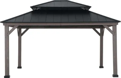 Produktbild von Sunjoy Zedernholz Gazebo / Pavillon 4x4 RYSY - 390cm x 450cm, schwarz