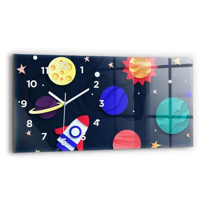 Produktbild von Wallfluent Wanduhr – Stilles Quarzuhrwerk - Uhr Dekoration Wohnzimmer Schlafzimmer Küche - Zifferblatt - weiße Zeiger - 60x30 cm - Kinderkosmos