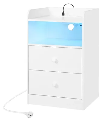 Image de Table de chevet - Table d'appoint - Table de chevet avec station de recharge - 2 ports USB - 2 prises de courant