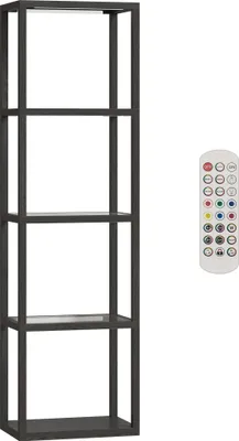 Produktbild von RGB Stehlampe mit Glasregalen, 4-Ebenen-LED-Stehleuchte mit Fernbedienung, Musiksynchronisation, Schwarz