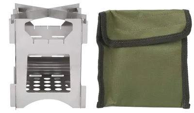 Productafbeelding van Campingkachel Roestvrij Staal - Opvouwbare Houtkachel - Draagbare Kachel - Voor Buiten - Kamperen/Wandelen - Superventilatie