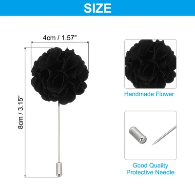 Produktbild von Blumenanstecker Pin, 1 Stš¹ck Reversnadel fš¹r Herren Camellia Blume fš¹r Anzug Hochzeit Abschluss Jubil?um Brosche Abschluss Outfit Zubeh?r, Schwarz