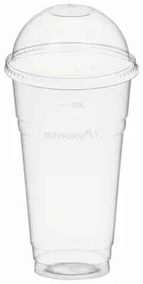 Produktbild von 50x Trinkbecher 500ml mit Domdeckel ohne Halmloch aus PLA