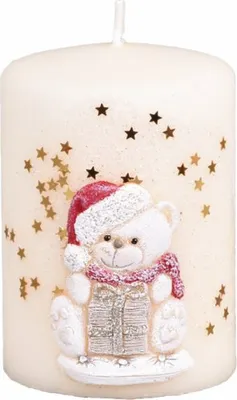 Image de Bougie TEDDY Bougie de Noël d7x10cm