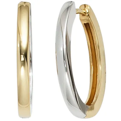 Produktbild von Creolen Creole Ohrringe 21.1mm 585 Gold bicolor gelb/weiß kombiniert Damen