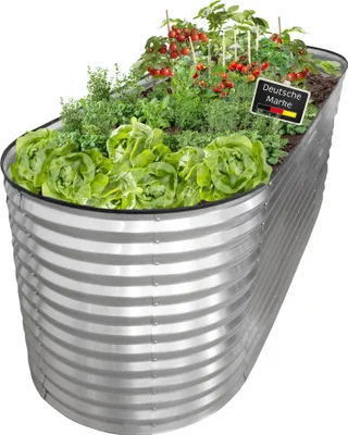 Produktbild von Hochbeet Metall oval 240x80x78cm silber, Pflanzbeet, Gartenbeet