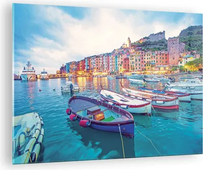 Produktbild von Bilder auf glas - Einteilig - Porto Boote die Farben - 70x50cm - Glasbilder - Wandbilder - Bilder - zum Aufhängen bereit - Wanddekoration aus Glas - Glas Bilder - Wandbild auf Glas - GAA70x50-4395