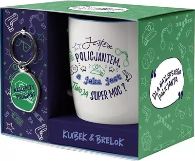 Obrázek produktu pro Dárková sada pro nejlepšího policistu s hrnkem a přívěskem na klíče