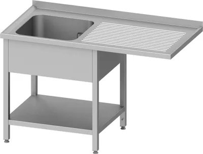 Produktbild von Spültisch mit Grundboden und Überstand 1200x700x900 mm, mit einem Becken links, mit Aufkantung, verschweißt