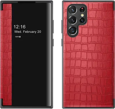 Produktbild von König Design Hülle kompatibel mit Samsung Galaxy S23 Ultra Kunstleder Handyhülle - Handy Case Rot