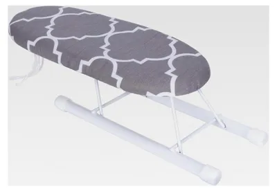 Produktbild von Klapptisch Bügelbrett, Multifunktionales Faltbares Mini-Bügelbrett für Zuhause und Reisen mit Ärmelmanschetten und Kragenbügelhilfe, Silbertuch (klassisches Raster)