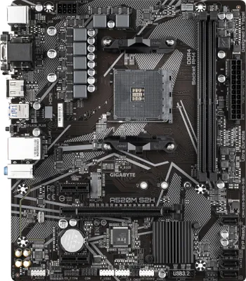 Produktbild von Gigabyte A520M S2H (Rev. 1.0)/AMD A520M/DDR4/SATA3/M.2/USB3.0/PCIe3.0/AM4/mATX Mainboard