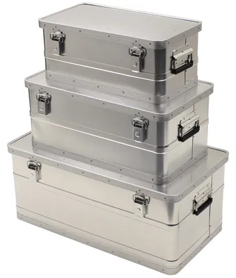Produktbild von Transportkisten, Alu, 3er Set, 34 l, 55 l, 100 l