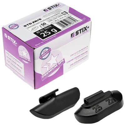 Immagine prodotto di 50 pesi da 25 g neri per cerchi in acciaio - Pesi di bilanciamento in zinco ZN/S STIX